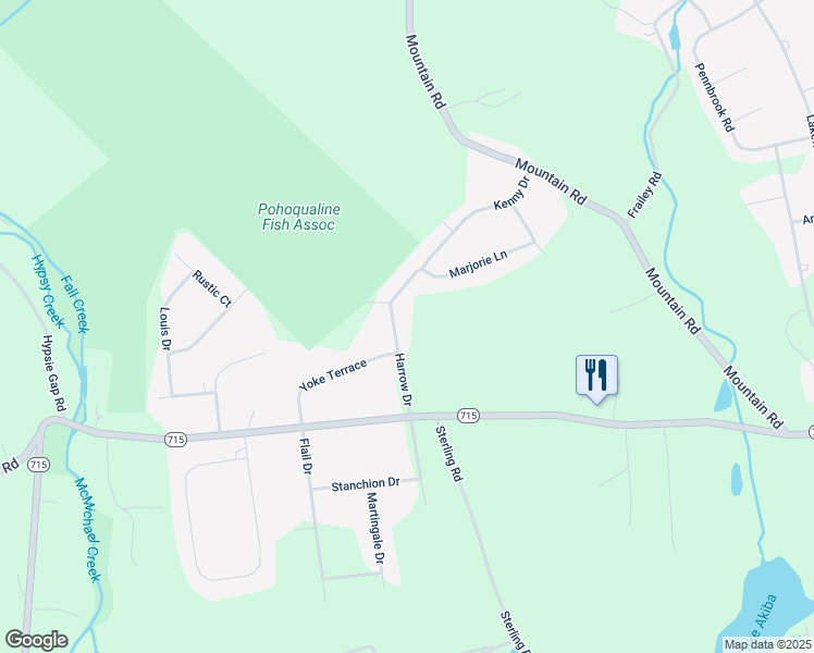 map of restaurants, bars, coffee shops, grocery stores, and more near 140 Harrow Drive in Stroudsburg