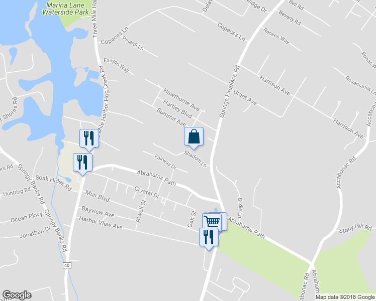 map of restaurants, bars, coffee shops, grocery stores, and more near 403 Springs Fireplace Road in East Hampton