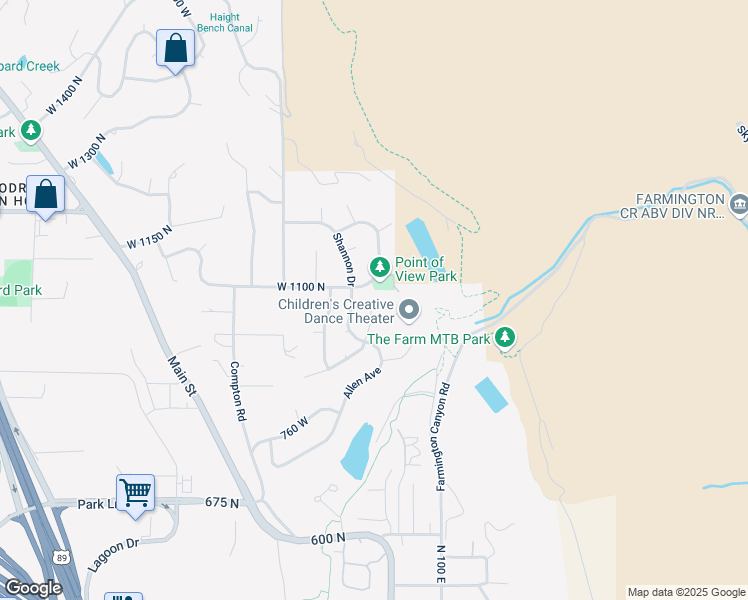 map of restaurants, bars, coffee shops, grocery stores, and more near 1941 West 950 North in Farmington