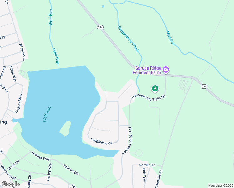 map of restaurants, bars, coffee shops, grocery stores, and more near 207 Longfellow Circle in Albrightsville