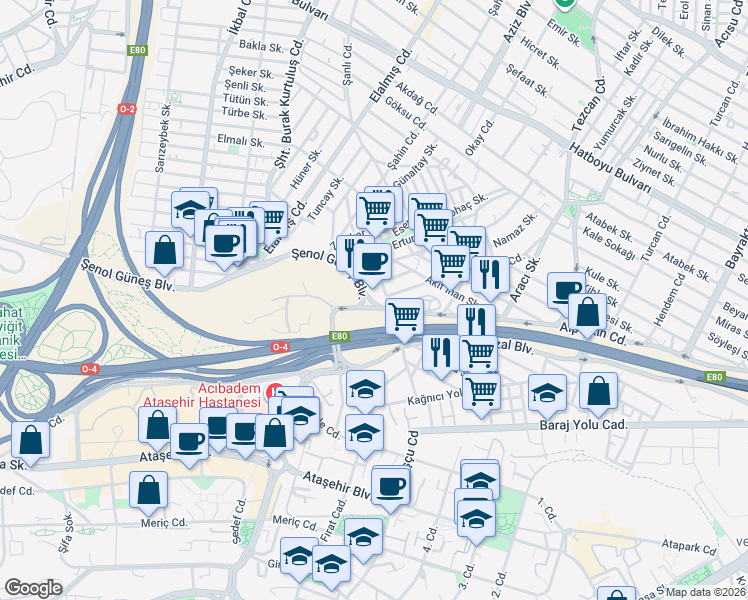map of restaurants, bars, coffee shops, grocery stores, and more near in İstanbul