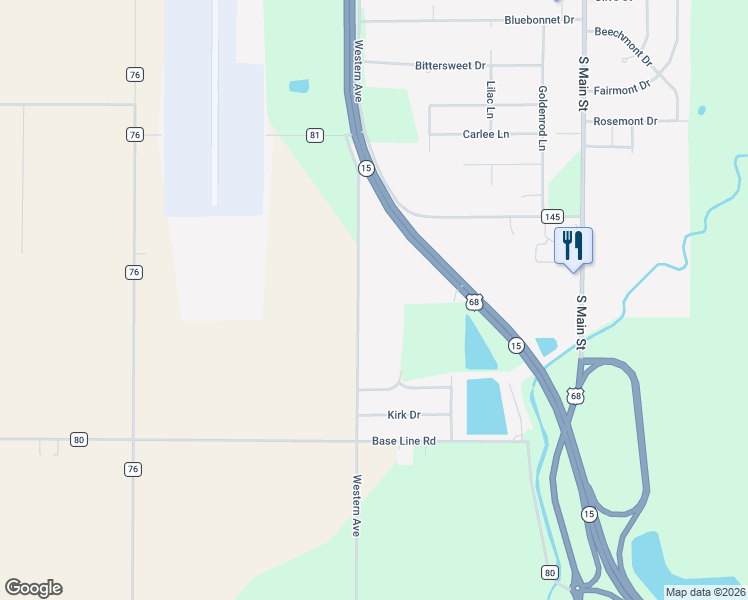 map of restaurants, bars, coffee shops, grocery stores, and more near 3111 Western Avenue in Findlay