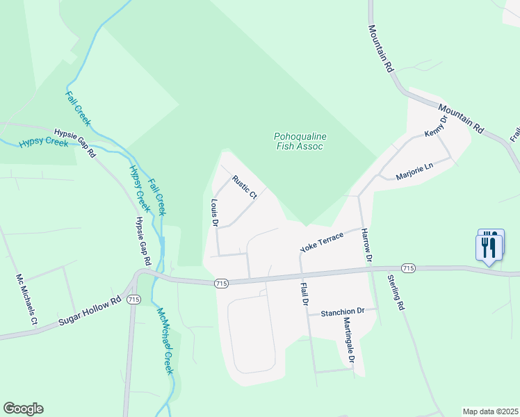 map of restaurants, bars, coffee shops, grocery stores, and more near 3018 Mountain Terrace in Stroudsburg