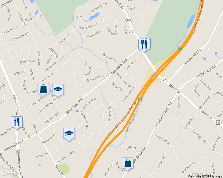 map of restaurants, bars, coffee shops, grocery stores, and more near 3 Quincy Lane in White Plains