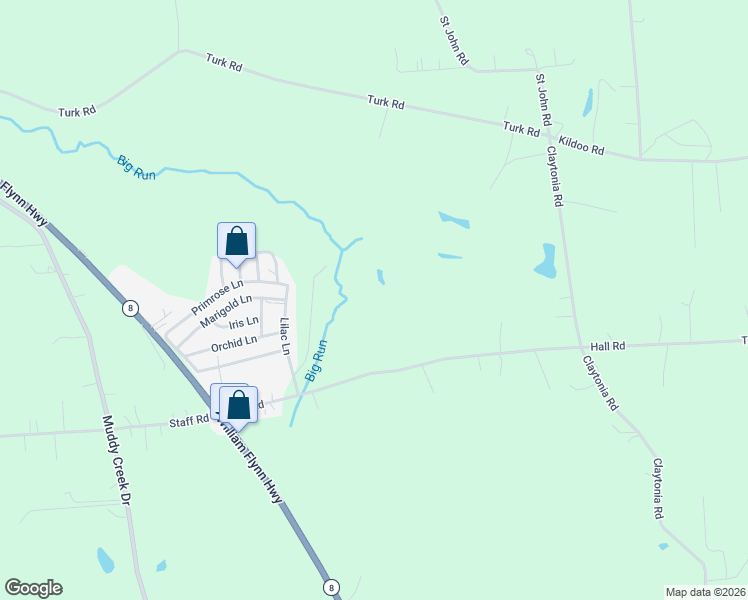 map of restaurants, bars, coffee shops, grocery stores, and more near 141 Hall Road in Slippery Rock