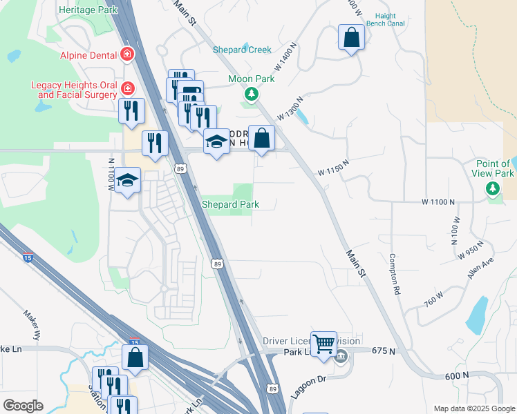 map of restaurants, bars, coffee shops, grocery stores, and more near 694 West Hidden Farm Drive in Farmington