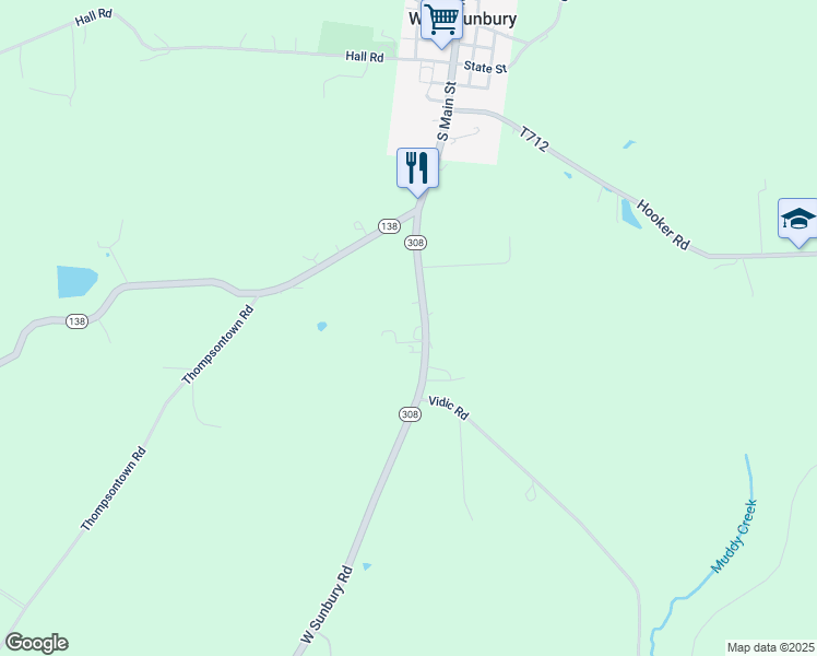 map of restaurants, bars, coffee shops, grocery stores, and more near 1219 West Sunbury Road in West Sunbury