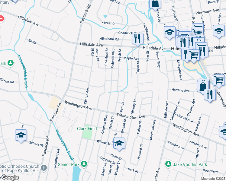 map of restaurants, bars, coffee shops, grocery stores, and more near 700 Beech Street in Township of Washington
