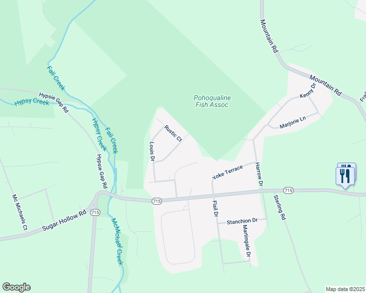 map of restaurants, bars, coffee shops, grocery stores, and more near 3018 Mountain Terrace in Stroudsburg