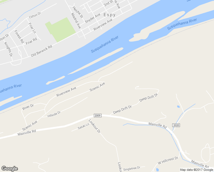 map of restaurants, bars, coffee shops, grocery stores, and more near 540 Scenic Avenue in Bloomsburg