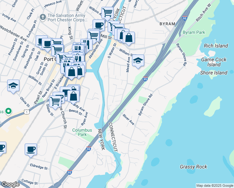 map of restaurants, bars, coffee shops, grocery stores, and more near 7 Hervey Street in Greenwich
