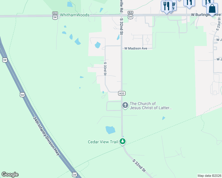 map of restaurants, bars, coffee shops, grocery stores, and more near 1977-3279 West Tyler Avenue in Fairfield
