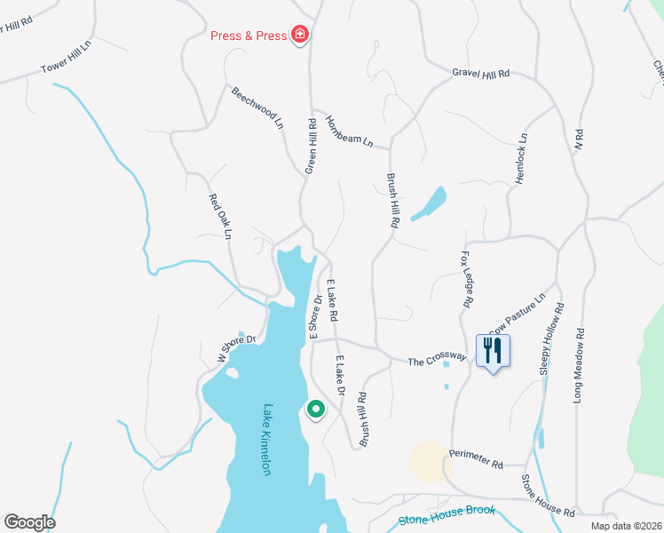 map of restaurants, bars, coffee shops, grocery stores, and more near 74 East Lake Road in Kinnelon