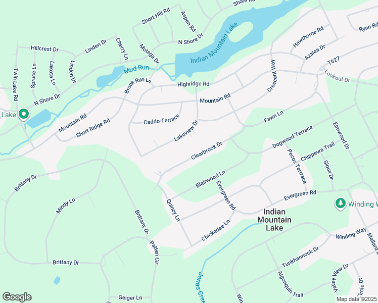 map of restaurants, bars, coffee shops, grocery stores, and more near 93 Clearbrook Drive in Indian Mountain Lake