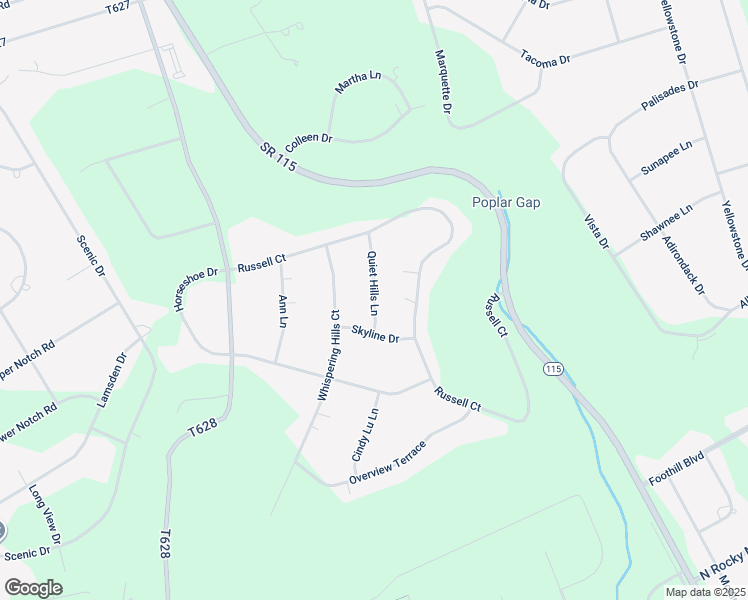 map of restaurants, bars, coffee shops, grocery stores, and more near 129 Quiet Hills Lane in Effort