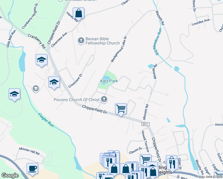 map of restaurants, bars, coffee shops, grocery stores, and more near 600 Keystone Drive in Stroudsburg