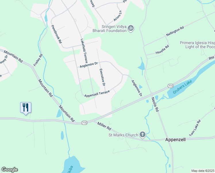 map of restaurants, bars, coffee shops, grocery stores, and more near 512 Executive Drive in Stroudsburg