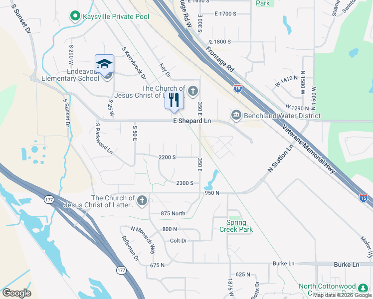 map of restaurants, bars, coffee shops, grocery stores, and more near 2139 275 East in Kaysville
