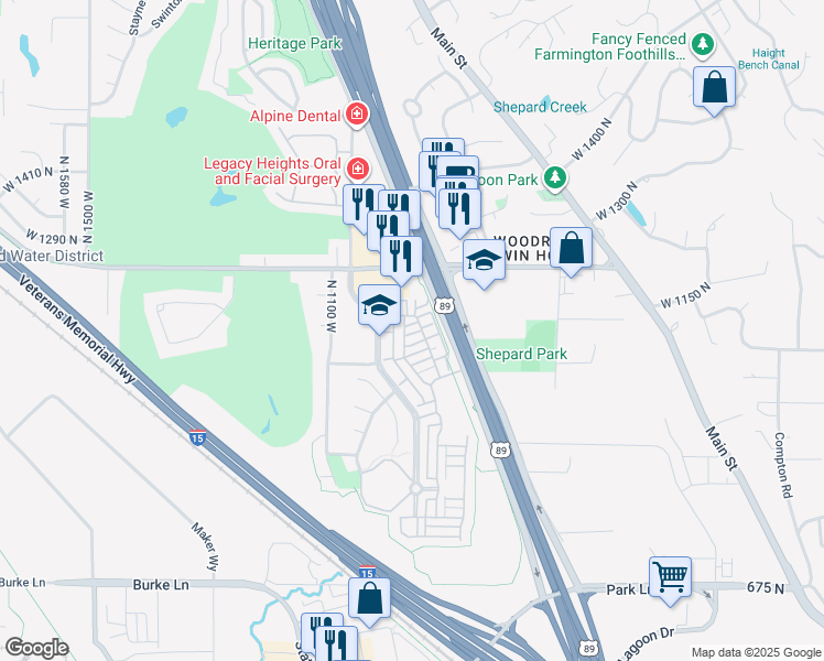 map of restaurants, bars, coffee shops, grocery stores, and more near 975 West Willow Grove Paseo in Farmington