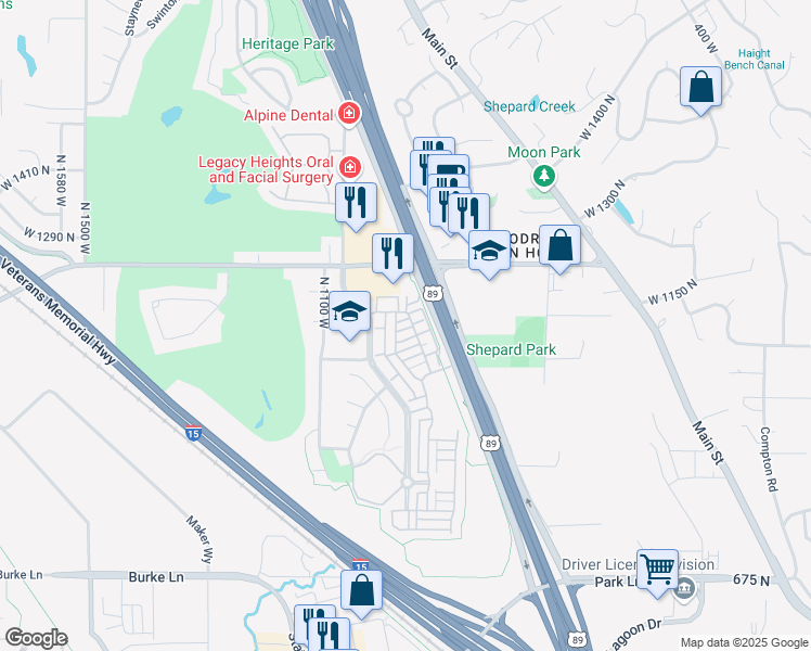 map of restaurants, bars, coffee shops, grocery stores, and more near 973 West Willow Grove Paseo in Farmington