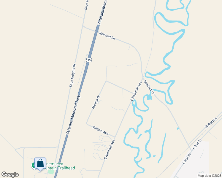 map of restaurants, bars, coffee shops, grocery stores, and more near 4565 Maxine Drive in Winnemucca