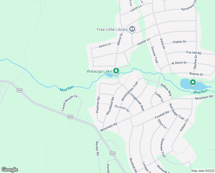 map of restaurants, bars, coffee shops, grocery stores, and more near 135-139 Long Brook Way in Albrightsville