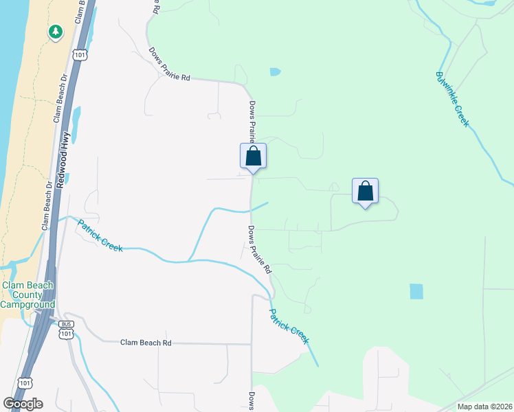 map of restaurants, bars, coffee shops, grocery stores, and more near 5211 Dows Prairie Road in McKinleyville