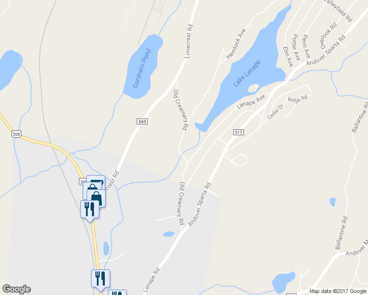 map of restaurants, bars, coffee shops, grocery stores, and more near 40 Old Creamery Road in Newton