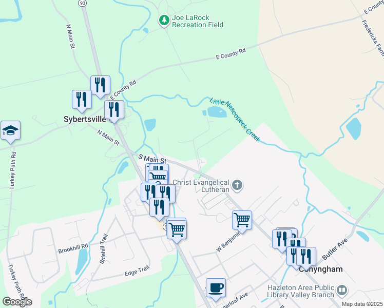 map of restaurants, bars, coffee shops, grocery stores, and more near Ackerman Lane in Sugarloaf
