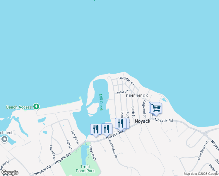 map of restaurants, bars, coffee shops, grocery stores, and more near 73 Pine Neck Avenue in Sag Harbor