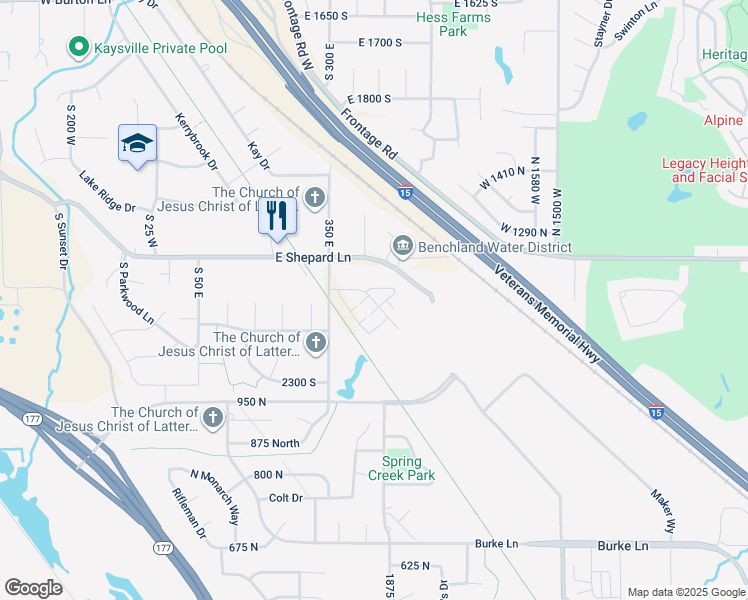 map of restaurants, bars, coffee shops, grocery stores, and more near 500-570 East Shepard Lane in Farmington