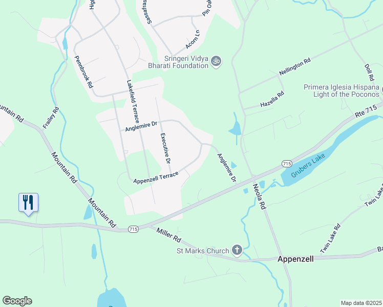 map of restaurants, bars, coffee shops, grocery stores, and more near 61 Appenzell Terrace in Stroudsburg