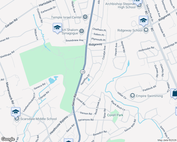 map of restaurants, bars, coffee shops, grocery stores, and more near 49 Hazelton Drive in White Plains