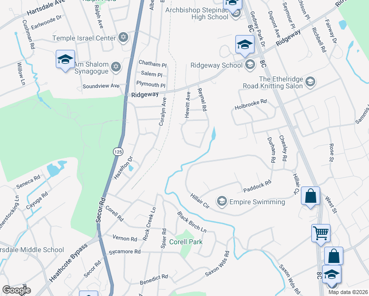 map of restaurants, bars, coffee shops, grocery stores, and more near 9 Kenneth Road in White Plains