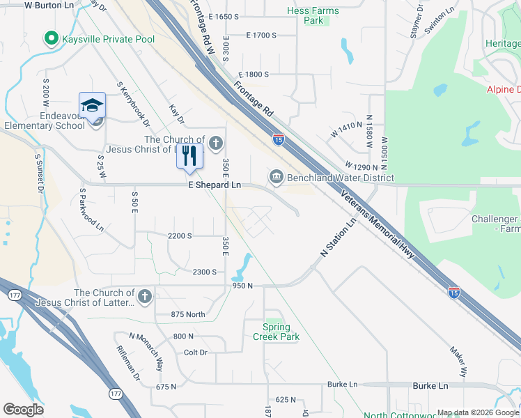 map of restaurants, bars, coffee shops, grocery stores, and more near 500-570 East Shepard Lane in Farmington