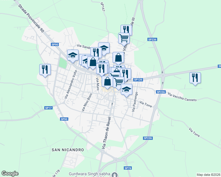 map of restaurants, bars, coffee shops, grocery stores, and more near 6 Via Bolognese Ten. Franz in Sannicandro di Bari