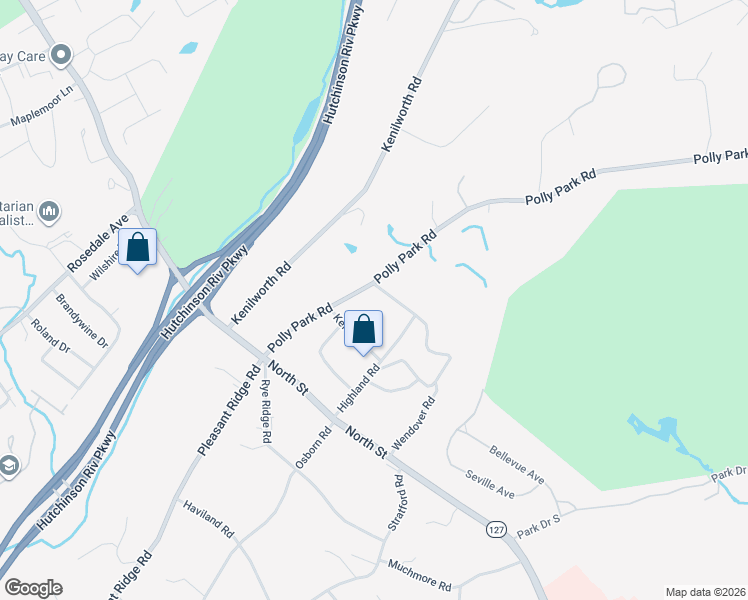 map of restaurants, bars, coffee shops, grocery stores, and more near 140 Wendover Road in Rye