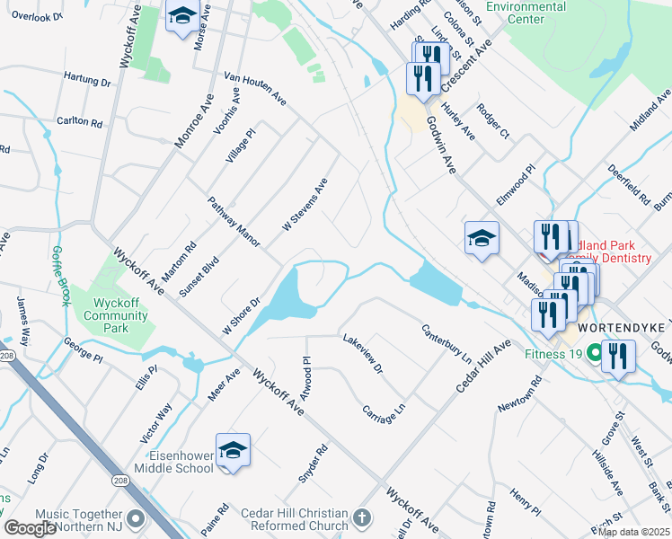 map of restaurants, bars, coffee shops, grocery stores, and more near 337 West Shore Drive in Wyckoff