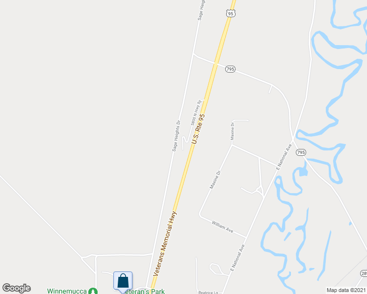 map of restaurants, bars, coffee shops, grocery stores, and more near 5800 U.S. 95 in Winnemucca