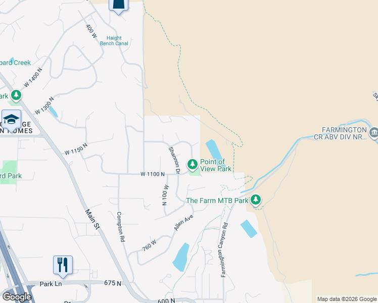 map of restaurants, bars, coffee shops, grocery stores, and more near 1158 West Robyn Way in Farmington