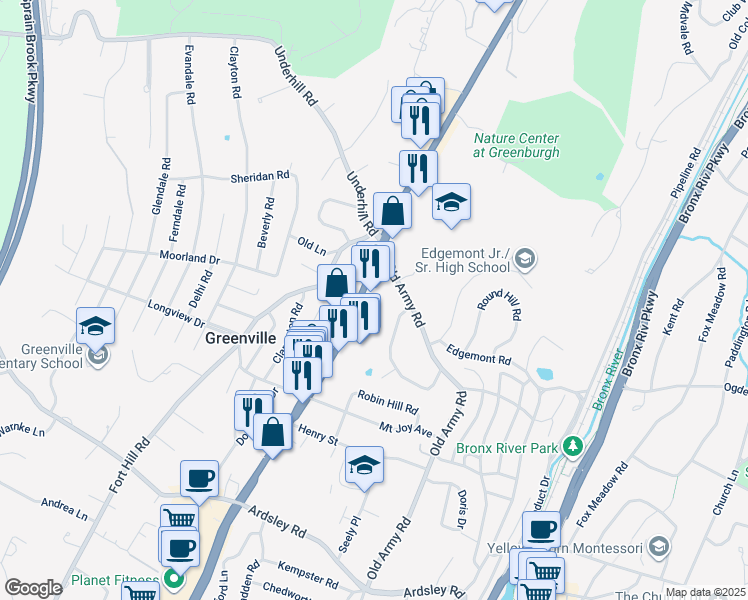 map of restaurants, bars, coffee shops, grocery stores, and more near 656 South Central Avenue in Scarsdale