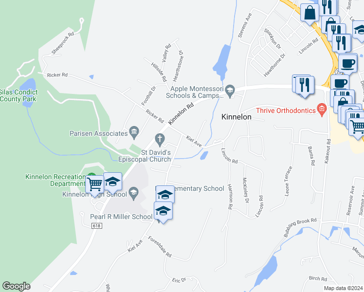 map of restaurants, bars, coffee shops, grocery stores, and more near 83 Kiel Avenue in Kinnelon