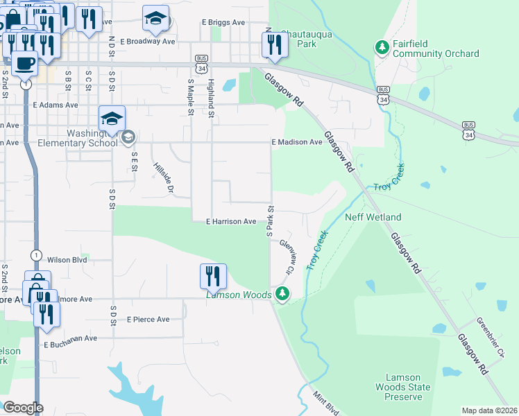 map of restaurants, bars, coffee shops, grocery stores, and more near 1005 East Harrison Avenue in Fairfield
