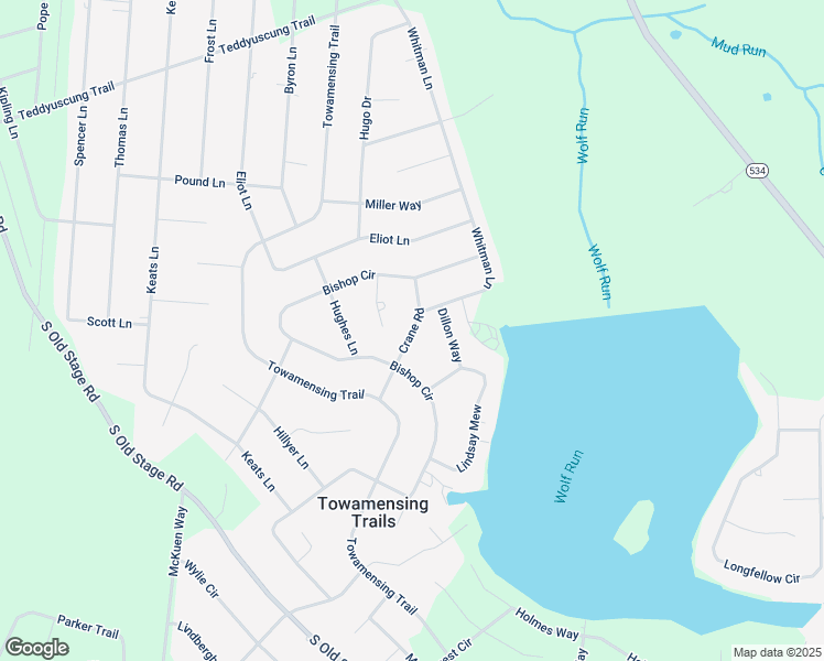 map of restaurants, bars, coffee shops, grocery stores, and more near Crane Road in Towamensing Trails