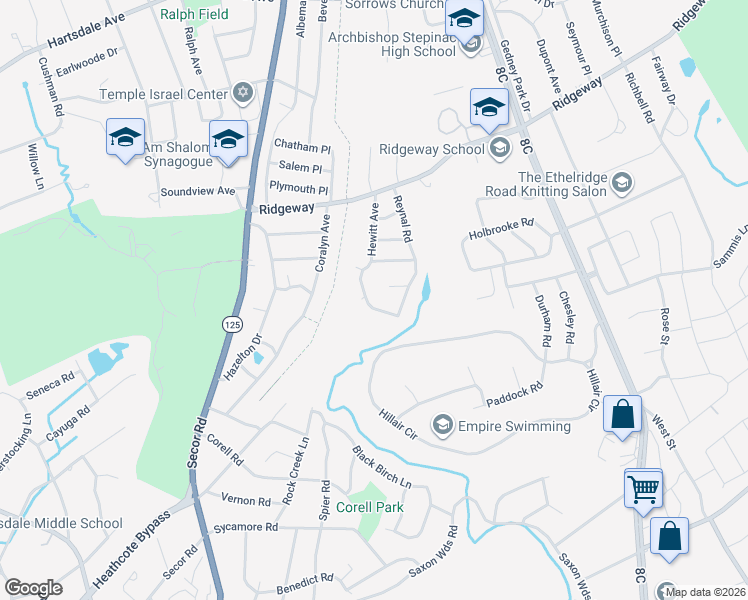 map of restaurants, bars, coffee shops, grocery stores, and more near 9 Kenneth Road in White Plains