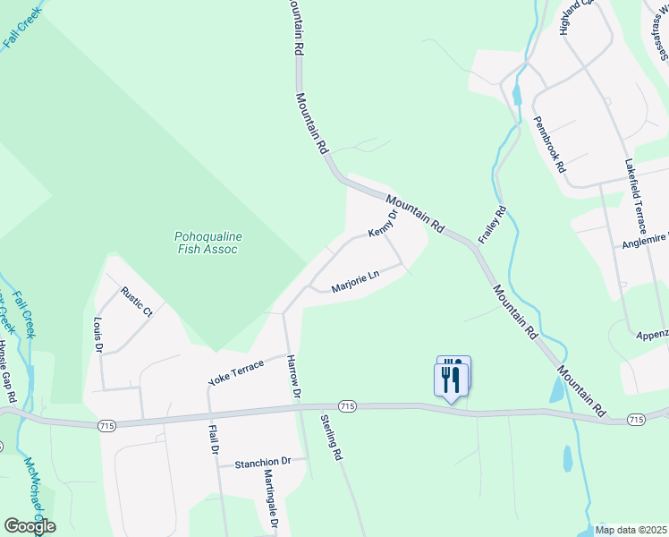 map of restaurants, bars, coffee shops, grocery stores, and more near 234 Kenny Drive in Stroudsburg