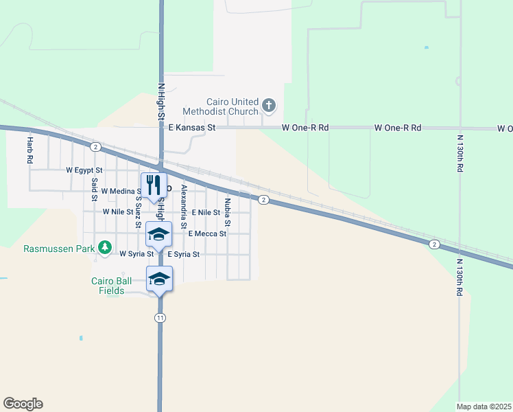 map of restaurants, bars, coffee shops, grocery stores, and more near 400-498 Sycamore Street in Cairo