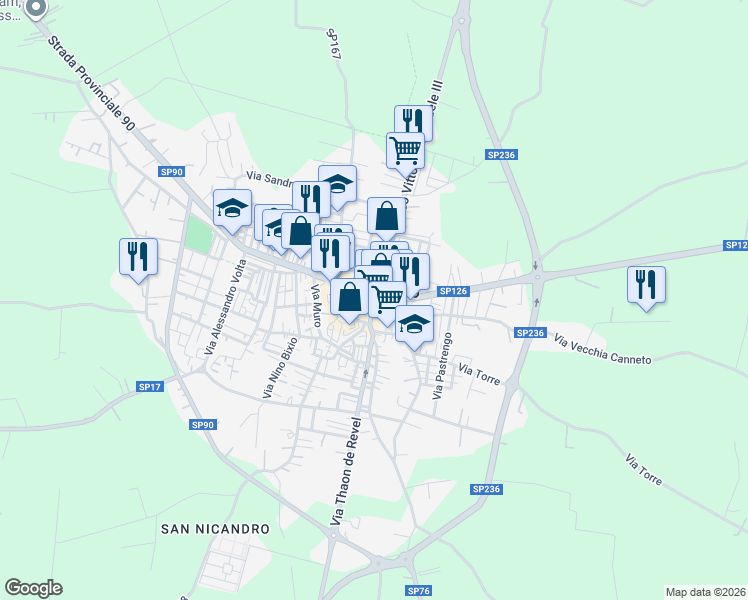 map of restaurants, bars, coffee shops, grocery stores, and more near in Sannicandro di Bari