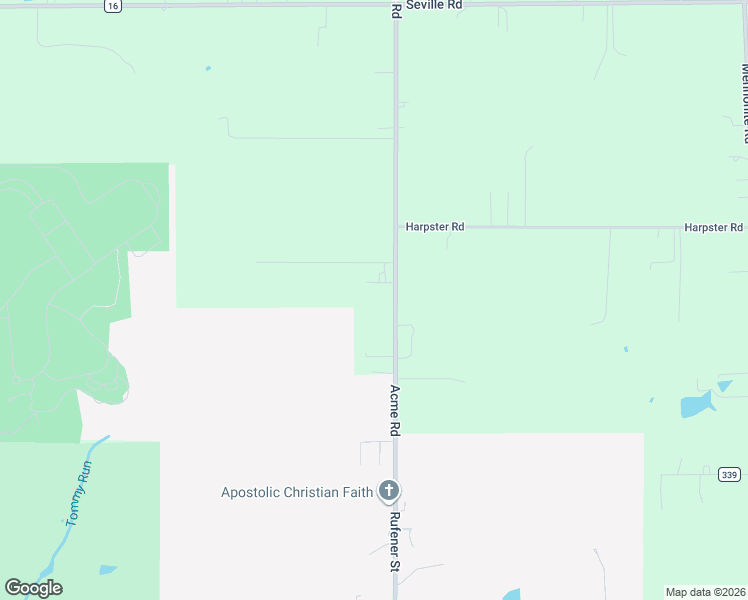 map of restaurants, bars, coffee shops, grocery stores, and more near 10035 Acme Road in Rittman