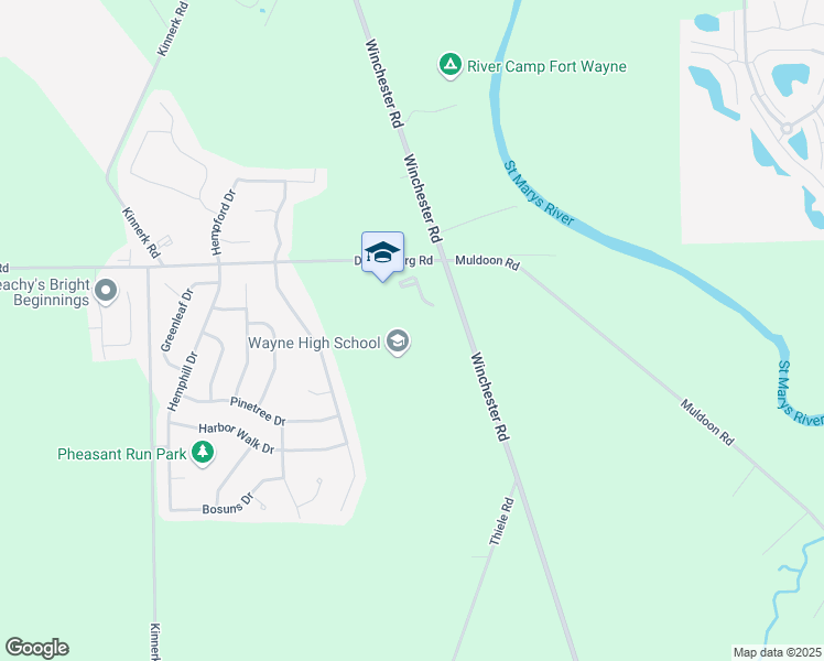 map of restaurants, bars, coffee shops, grocery stores, and more near 9100 Winchester Road in Fort Wayne